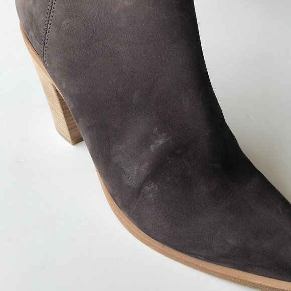 VINCE bootie Gray/Mushroom Brown suede leather tan stacked heel US 8M - Picture 16 of 16
